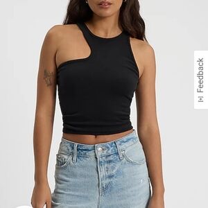 Express Black Asymmetrical Cutout Crop Tank